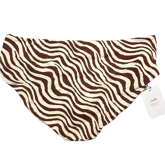 Andie Swim Bikini Bottom Brand New Hipster size Medium Bias Stripe‎ Truffle NWT - Picture 2 of 4